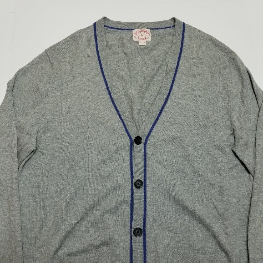 Brooks Brothers Cardigan Sweater - Gray - Cotton - - Picture 2 of 9
